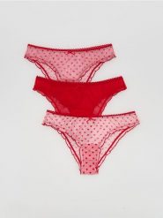 Siateczkowe majtki figi 3 pack - pastelowy róż. Czerwone figi damskie Reserved, l, bez wzorów. Za 59.99 zł.