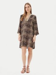 LOLA CASADEMUNT Sukienka letnia LS2516036 Brązowy Relaxed Fit. Brązowe sukienki damskie lola casademunt, na lato, l, bez wzorów, z wiskozy, bez kołnierzyka, bez ramiączek. Za 259.99 zł.