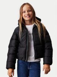 Calvin Klein Jeans Kurtka zimowa Logo Aop IG0IG02730 Czarny Regular Fit. Czarne spodnie dziewczęce Calvin Klein Jeans, z jeansu. Za 589.99 zł.