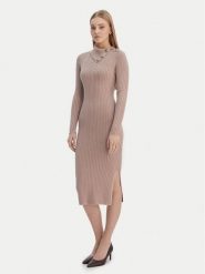 Guess Sukienka dzianinowa W6RK01 Z2YJ2 Beżowy Regular Fit. Brązowe sukienki damskie Guess, xs, z aplikacjami, z dzianiny, bez kołnierzyka, bez ramiączek. Za 619.99 zł.