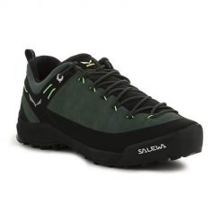 Buty trekkingowe męskie Salewa Wildfire Leather. Zielone buty trekkingowe męskie Salewa, z materiału, bez zapięcia, trekkingowe. Za 692.00 zł.