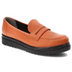 Pomarańczowe Półbuty Armodo Wygodne Skórzane Buty Damskie. Brązowe półbuty damskie Armodo, bez wzorów, ze skóry, bez obcasa, na platformie. Za 279.00 zł.