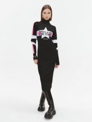 Versace Jeans Couture Sukienka dzianinowa 75HAOM51 Czarny Regular Fit. Czarne sukienki damskie Versace Jeans Couture, xs, bez wzorów, z dzianiny, bez kołnierzyka, bez ramiączek. Za 2,719.00 zł.