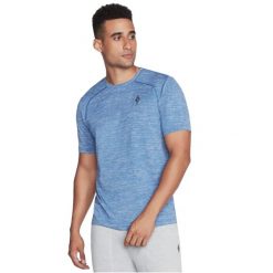 Skechers On the Road Tee, męski t-shirt. Niebieskie t-shirty męskie Skechers, m, bez wzorów, bez kołnierzyka. Za 69.99 zł.