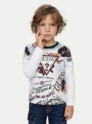 Guess Bluzka N6YI22 K3878 Biały Regular Fit. Białe t-shirty chłopięce Guess, z aplikacjami, z bawełny, bez ramiączek. Za 104.99 zł.