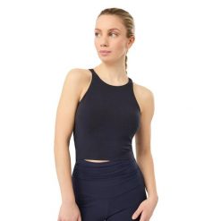 Krótki top z krzyżowanym tyłem damski Mandala. Niebieskie topy sportowe damskie MANDALA, l, bez wzorów, bez ramiączek. Za 294.50 zł.