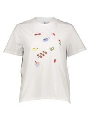 Pieces Koszulka w kolorze białym rozmiar: S. Białe t-shirty damskie Pieces, s, bez wzorów, z bawełny, bez kołnierzyka. Za 76.39 zł.