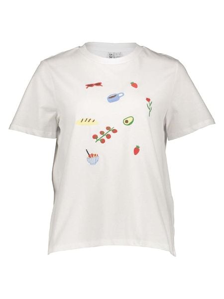 Pieces Koszulka w kolorze białym rozmiar: XS. Białe bluzki damskie Pieces, xs, bez wzorów, z bawełny, bez kołnierzyka, bez ramiączek. Za 60.95 zł.