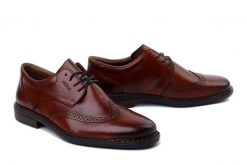 RIEKER 17620-24 brown, półbuty męskie. Brązowe półbuty męskie Rieker, ze skóry, bez zapięcia. Za 439.90 zł.