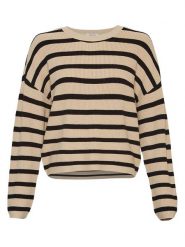 MOSS COPENHAGEN Sweter "Marthea Rachelle" w kolorze beżowo-czarnym rozmiar: L/XL. Brązowe swetry klasyczne damskie MOSS COPENHAGEN, l, z wiskozy, bez kołnierzyka. Za 136.13 zł.