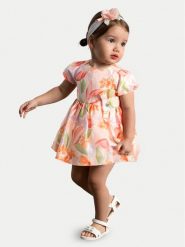 Mayoral Sukienka letnia 1909 Pomarańczowy Regular Fit. Brązowe sukienki dziewczęce Mayoral, na lato, bez wzorów, z syntetyku, bez ramiączek. Za 189.99 zł.