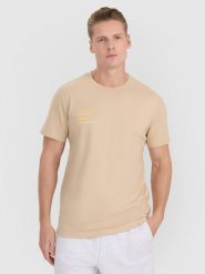 4F T-shirt regular z nadrukiem męski - brązowy S. Białe t-shirty męskie 4f, m, bez wzorów, z bawełny, bez kołnierzyka. Za 59.99 zł.