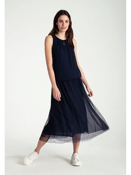 More & More Spódnica w kolorze granatowym rozmiar: 44. Niebieskie spódniczki damskie MORE & MORE, bez wzorów, z tiulu, z podwyższonym stanem, maxi. Za 132.67 zł.