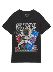 Guess T-Shirt L5YI10 K8HM4 Czarny Regular Fit. Czarne t-shirty chłopięce Guess, z aplikacjami, z bawełny, bez ramiączek. Za 79.99 zł.