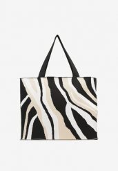 Beżowa Torebka Shopper w Nieregularne Paski Salinira. Brązowe shopper bag damskie Renee, bez wzorów, bez dodatków. Za 49.99 zł.