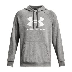 Bluza fitness męska Under Armour Rival Fleece Logo HD. Szare bluzy sportowe męskie Under Armour, bez wzorów, sportowe, bez kołnierzyka, bez ramiączek. Za 158.99 zł.