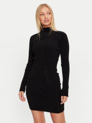 Guess Sukienka dzianinowa Keily W4BK27 Z3JE0 Czarny Regular Fit. Czarne sukienki damskie Guess, s, z aplikacjami, z dzianiny, bez kołnierzyka, bez ramiączek. Za 249.99 zł.