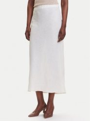Marella Spódnica midi Desio 2515101032 Biały Regular Fit. Białe spódniczki damskie Marella, bez wzorów, ze lnu, midi. Za 499.99 zł.