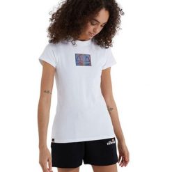 Koszulka sportowa damska Ellesse Karen. Białe bluzki sportowe damskie Ellesse, l, z bawełny, bez kołnierzyka, bez ramiączek. Za 95.20 zł.