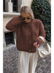 MADMEXT Kardigan w kolorze brązowym rozmiar: S. Brązowe kardigany damskie MADMEXT, s, bez wzorów. Za 143.99 zł.