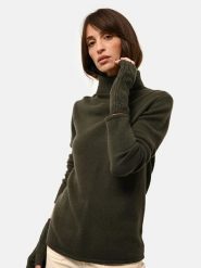 Just Cashmere Kaszmirowy sweter "June" w kolorze khaki rozmiar: L. Zielone golfy damskie Just Cashmere, l, bez wzorów, z kaszmiru, bez ramiączek. Za 500.38 zł.
