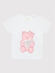 Guess T-Shirt K2RI27 K6YW1 Biały Regular Fit. Białe koszulki dziewczęce Guess, z aplikacjami, z bawełny, bez ramiączek. Za 59.99 zł.