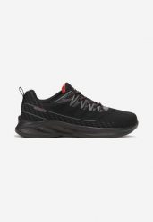 Czarno-Czerwone Sznurowane Buty Sportowe na Tłoczonej Podeszwie Artera. Czarne buty sportowe na co dzień męskie Born2be, na lato, bez zapięcia. Za 109.99 zł.