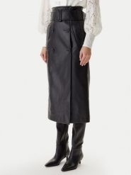 Morgan Spódnica z imitacji skóry 242-JADY Czarny Regular Fit. Czarne spódniczki damskie Morgan, bez wzorów, ze skóry. Za 289.99 zł.