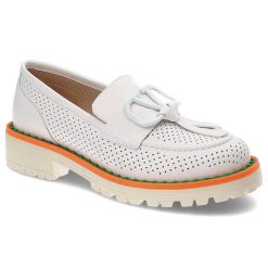 Białe Półbuty Artiker Damskie Modne Skórzane Buty. Białe półbuty damskie Artiker, z aplikacjami, ze skóry, bez obcasa. Za 369.00 zł.