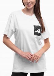 Koszulka damska adidas Lace Camo GFX 1. Białe t-shirty damskie Adidas, s, bez wzorów, z bawełny, bez kołnierzyka. Za 82.99 zł.