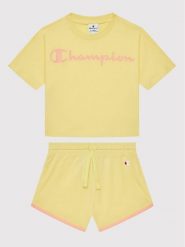 Champion Komplet t-shirt i szorty sportowe 404319 Żółty Custom Fit. Żółte koszulki dziewczęce CHAMPION, bez wzorów, z bawełny, bez ramiączek. Za 79.99 zł.