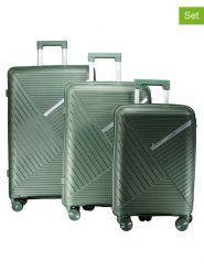 Geographical Norway 3-częściowy zestaw "Simi" w kolorze zielonym rozmiar: onesize. Zielone walizki Geographical Norway, bez wzorów, z materiału. Za 391.99 zł.
