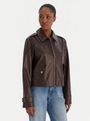 Calvin Klein Jeans Kurtka z imitacji skóry Moto LV047E501G Brązowy Regular Fit. Brązowe kurtki damskie Calvin Klein Jeans, l, bez wzorów, z jeansu, bez kaptura. Za 849.99 zł.