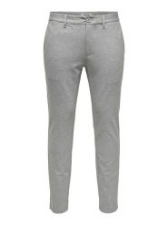 ONLY & SONS Spodnie chino "Mark" - Slim fit - w kolorze jasnoszarym rozmiar: W31/L34. Szare spodnie materiałowe męskie Only & Sons, bez wzorów. Za 92.42 zł.