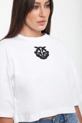 T-shirt damski z logo Borghetto PINKO. T-shirty damskie Pinko, m, bez wzorów, bez kołnierzyka. Za 539.00 zł.