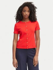 Tommy Hilfiger Bluzka WW0WW48709 Czerwony Slim Fit. Czerwone bluzki damskie Tommy Hilfiger, xs, bez wzorów, z bawełny, bez kołnierzyka, bez ramiączek. Za 289.99 zł.