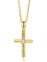 Revoni Złoty naszyjnik z diamentową zawieszką - dł. 45 cm rozmiar: onesize. Żółte naszyjniki damskie Revoni, złote. Za 1,087.99 zł.