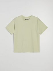 Bawełniana koszulka z cyrkoniami - zielony. Zielone t-shirty damskie Sinsay, l, bez wzorów, z bawełny, bez kołnierzyka. Za 29.99 zł.