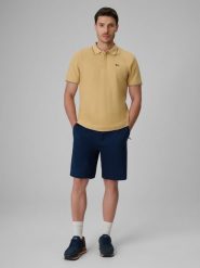 4F Spodenki casual męskie - granatowe M. Niebieskie szorty męskie 4f, z bawełny, bez kołnierzyka. Za 149.99 zł.