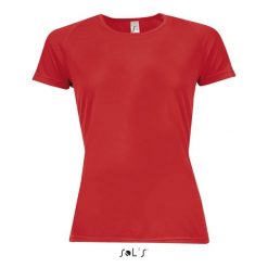 Koszulka damska Sol's Sporty. Czerwone t-shirty damskie SOL'S, s, bez wzorów, bez kołnierzyka. W wyprzedaży za 28.50 zł.