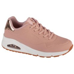 Buty sportowe Sneakersy damskie, Uno-Shimmer Away. Czerwone buty sportowe na co dzień damskie Skechers, bez wzorów, trekkingowe. Za 359.99 zł.