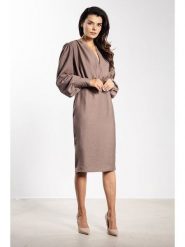 Awama Sukienka w kolorze szarobrązowym rozmiar: L. Brązowe sukienki damskie Awama, l, bez wzorów, bez kołnierzyka, bez ramiączek, midi. Za 170.07 zł.