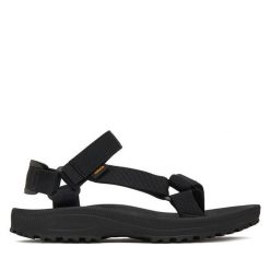 Sandały Teva. Czarne sandały damskie Teva, bez wzorów, bez obcasa, na płaskiej podeszwie. Za 309.99 zł.