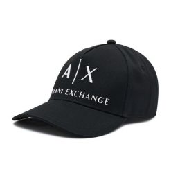 Czapka z daszkiem Armani Exchange. Czarne czapki męskie Armani Exchange, bez wzorów. Za 169.99 zł.