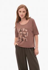 Bawełniana koszulka, Comfort Fit, T-PRIME. Brązowe t-shirty damskie Volcano, l, bez wzorów, z bawełny, bez ramiączek. Za 69.99 zł.