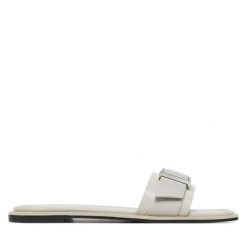 Klapki Calvin Klein. Szare klapki damskie CALVIN KLEIN, bez wzorów, bez obcasa. Za 379.99 zł.