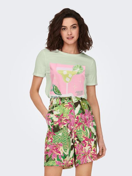 ONLY Koszulka w kolorze miętowym rozmiar: M. Zielone bluzki damskie Only, m, bez wzorów, z bawełny, bez kołnierzyka, bez ramiączek. Za 57.47 zł.