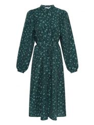 MOSS COPENHAGEN Sukienka "Lorena Aurianna" w kolorze ciemnozielonym rozmiar: S. Zielone sukienki damskie MOSS COPENHAGEN, na co dzień, s, bez wzorów, z tkaniny, bez kołnierzyka, bez ramiączek, midi, proste. Za 176.50 zł.