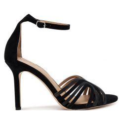 Sandały LAUREN RALPH LAUREN. Czarne sandały damskie Lauren Ralph Lauren, bez wzorów, bez obcasa, na szpilce. Za 469.99 zł.