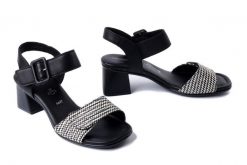 RIEKER REMONTE D1K51-03 black combination, sandały damskie. Czarne sandały damskie Rieker Remonte, bez wzorów, bez obcasa, na obcasie. Za 258.93 zł.